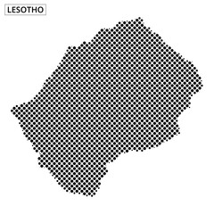 Map outline of Lesotho with dotted texture and geographical features highlighted