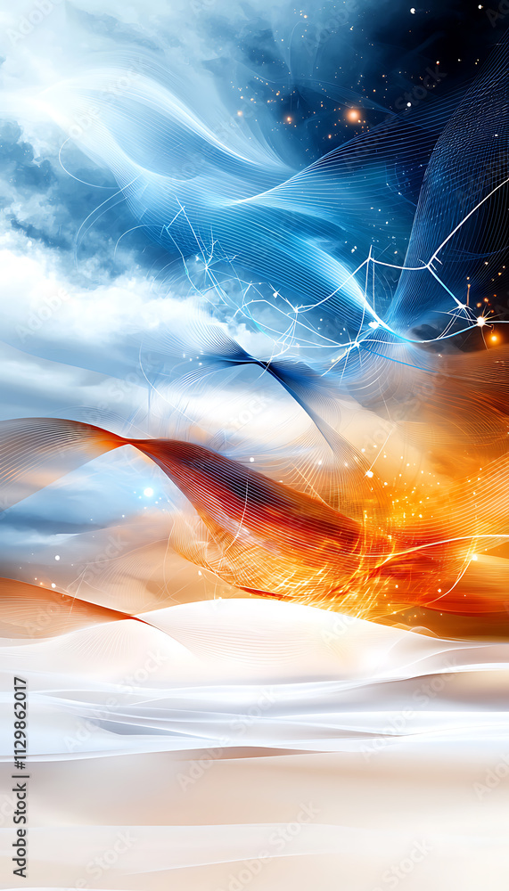 Poster dynamic abstract art showcase digital realm visual composition colorful environment vibrant viewpoin