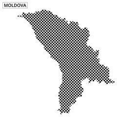 Map of Moldova with dotted representation highlighting its geographical features