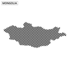 Fototapeta premium Mongolia highlighted on a dotted map representation with abstract design elements