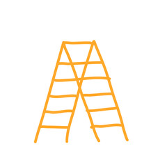 Tall ladder work tool  climb stairway stand high staircase metal aluminium or wooden stairs renovation 
