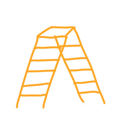 Tall ladder work tool  climb stairway stand high staircase metal aluminium or wooden stairs renovation 