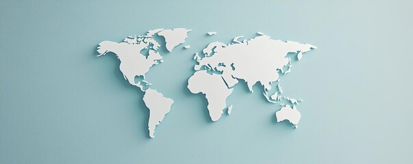 Obraz premium Map atlas concept. Stylish white world map on a light background for modern travel and geography themes.