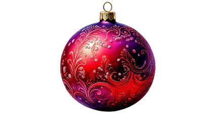 Purple Red Christmas Ball bauble With Design On Christmas Ball isolated on white background
