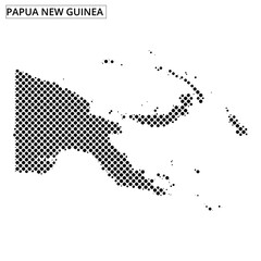 Map outline of Papua New Guinea with dotted pattern highlighting its geography