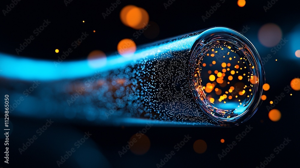 Canvas Prints glowing particles flow through a transparent tube.