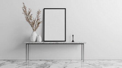 Entryway,minimalist,table,frame,mockup,creating,chic,visual,entry,point.