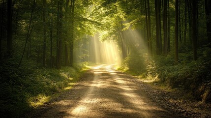 Fototapeta premium Sunbeams Through Trees