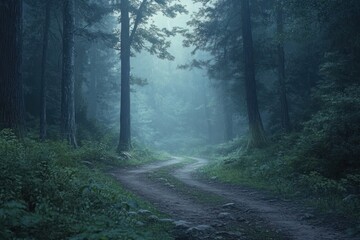 Obraz premium Misty Forest Path