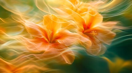Obraz premium Abstract orange flowers with soft, dreamy motion blur.