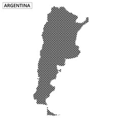 Obraz premium Detailed black and white dotted map of Argentina with bold labeling