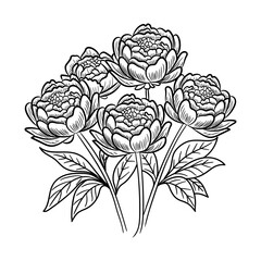 A hand drawn icon of peony © creativestall