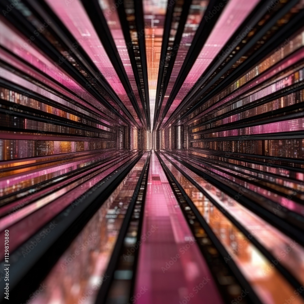 Aufkleber abstract digital corridor with lines of light creating depth, illuminating technology, and futuristi