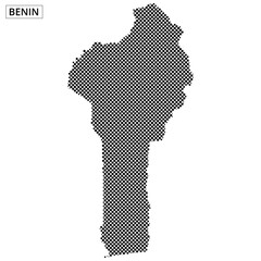 Map outline of Benin displayed with a dotted texture on a white background