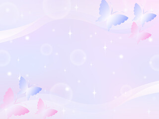 キラキラグラデーションにちょうちょが飛んでいる可愛い背景