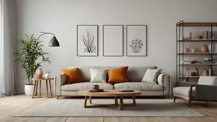 3d rendering of luxury home interior, modern living room