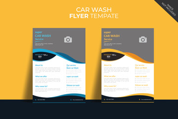 Collection of car wash service internet advertising banner vector flat illustration. Set of automobile cleaning landing page discount place for text. Promotion horizontal ads for order accommodation