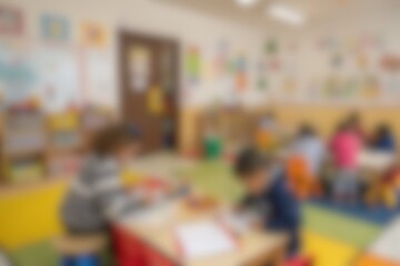 Children in a Blurred Classroom