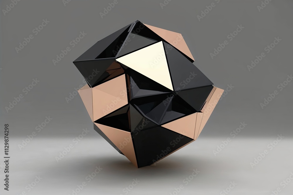 Poster innovative 3d complex polyhedral design with unique angular elements