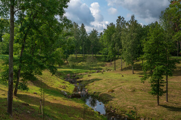 View of the Upper Park of the Oranienbaum Palace and Park Ensemble and the valley of the Karasta...