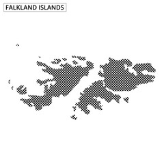 Falkland Islands highlighted on a dotted map showcasing geographical features clearly