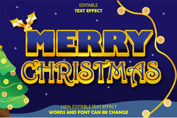 merry christmas editable text effect 3d emboss modern style