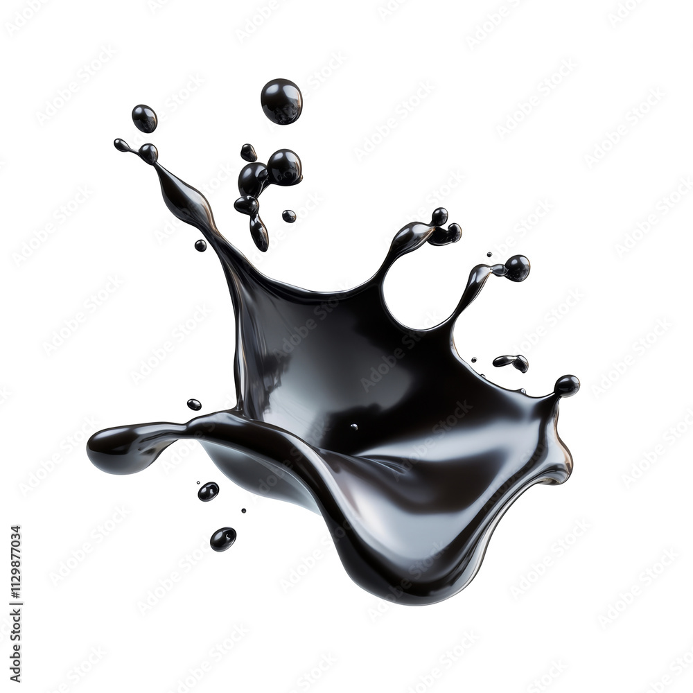 Poster dynamic black paint splash studio setting art photography transparency background close-up view crea