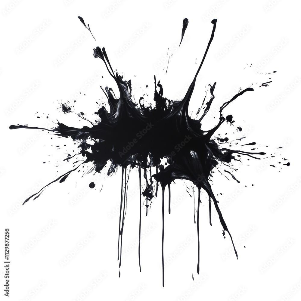 Aufkleber dynamic black ink splash on transparency background artistic expression studio setting close-up view