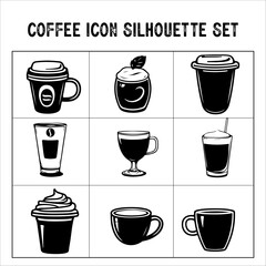 Vector collection of coffee silhouette icon. coffee silhouette icon vector.