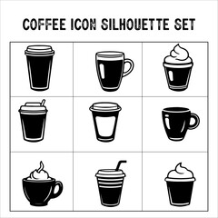 Vector collection of coffee silhouette icon. coffee silhouette icon vector.