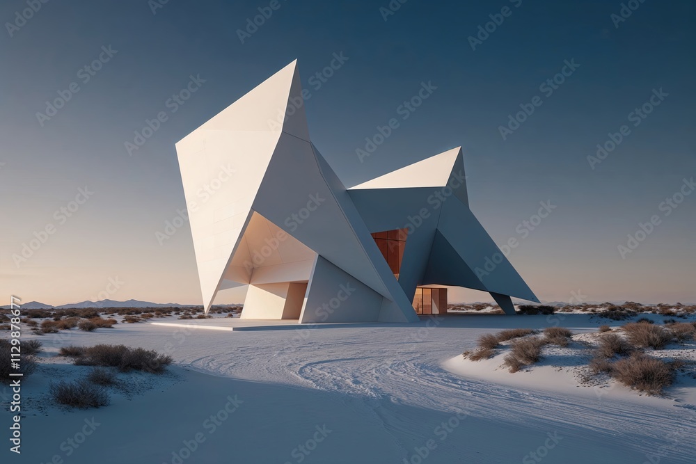 Poster futuristic minimalist landscape with stunning angular 3d design elements