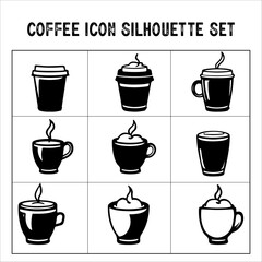 Obraz premium Vector collection of coffee silhouette icon. coffee silhouette icon vector.