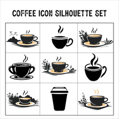 Vector collection of coffee silhouette icon. coffee silhouette icon vector.