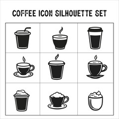 Fototapeta premium Vector collection of coffee silhouette icon. coffee silhouette icon vector.