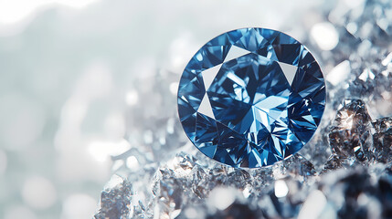 Blue diamond clip art no shadow white background ai generated image. Sapphire. Illustration