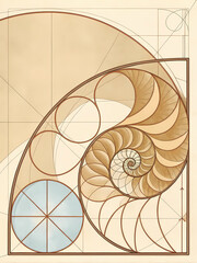 Obraz premium Artistic Golden Ratio Spiral Illustration