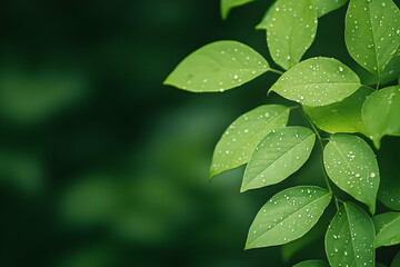 Green Leaf Dew Drops Nature Illustration