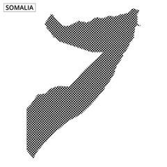 Map outline of Somalia showing unique dotted design representing the country