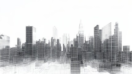 city skyscrapers skyline digital infrastructure wireframe end user infrastructure 