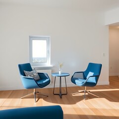 Blue Accent Table and Chairs in a Modern Scandinavian Room
