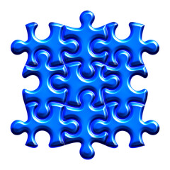 Obraz premium Nine part puzzle graphic in blue color isolated on white background.