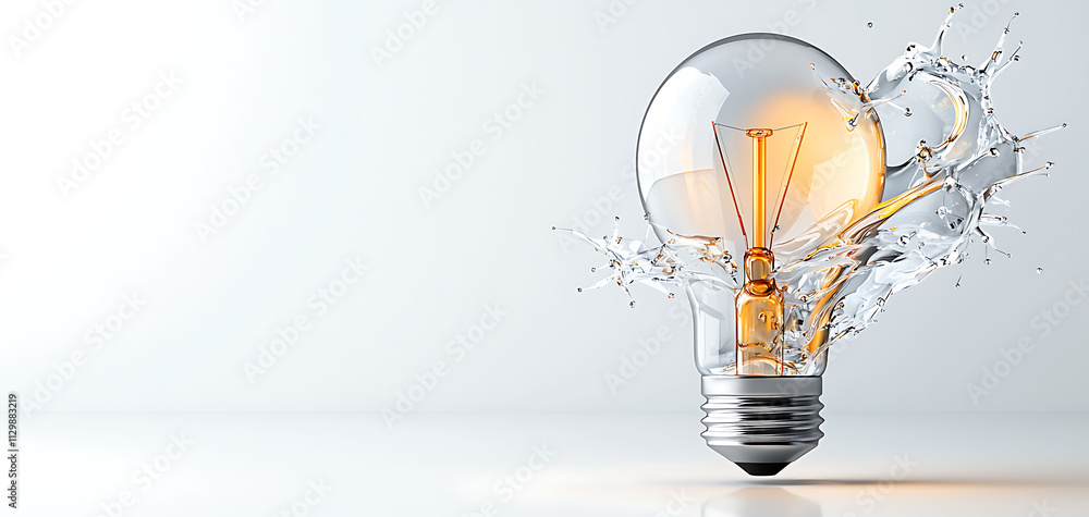 Aufkleber dynamic light bulb splash event studio high-quality image minimalistic close-up concept of innovatio