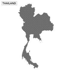Obraz premium Map of Thailand illustrated with dotted patterns and abstract lines