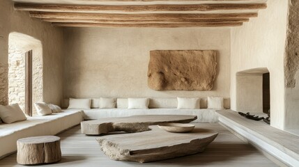 Minimalist Living Room With Rustic Wooden Accents