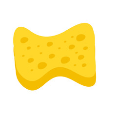 Yellow cleaning sponge with soap bubbles for washing and bathing