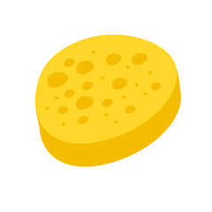 Yellow cleaning sponge with soap bubbles for washing and bathing