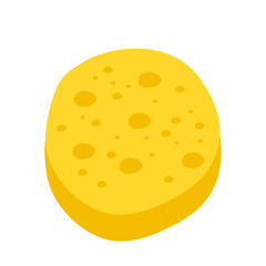 Yellow cleaning sponge with soap bubbles for washing and bathing