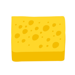 Yellow cleaning sponge with soap bubbles for washing and bathing