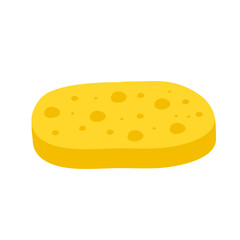 Yellow cleaning sponge with soap bubbles for washing and bathing