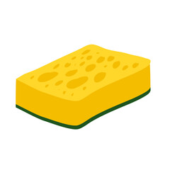 Yellow cleaning sponge with soap bubbles for washing and bathing